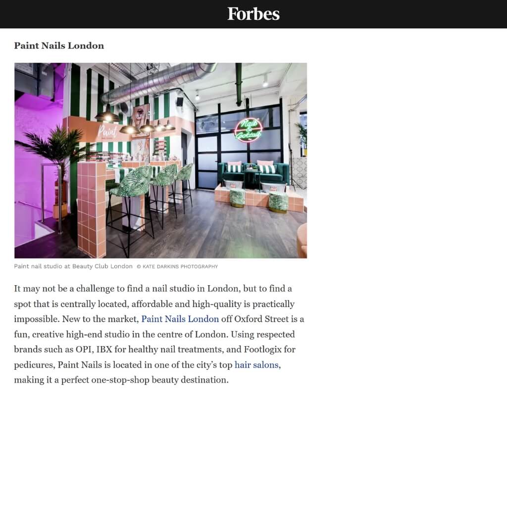 Paint Nails London featured in an article in forbes