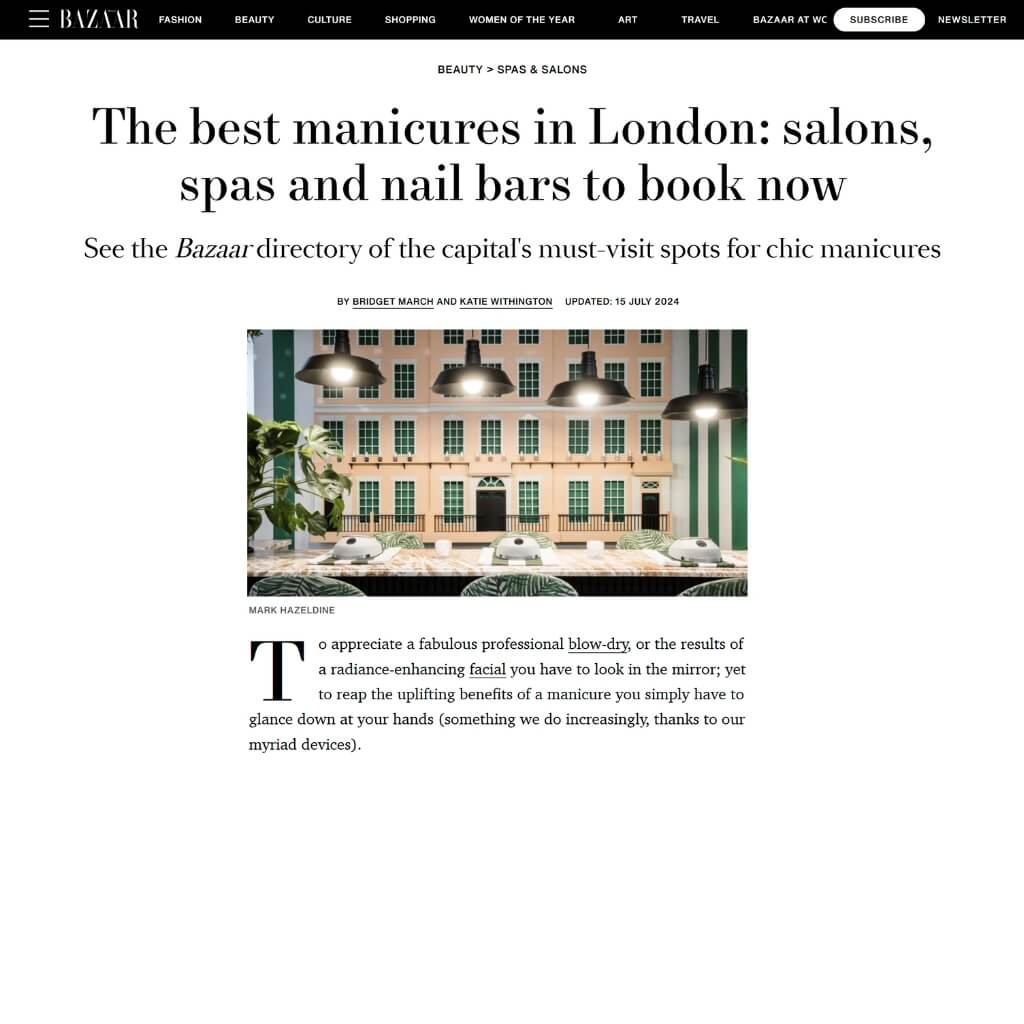 harper's bazzar article featuring Paint Nails London