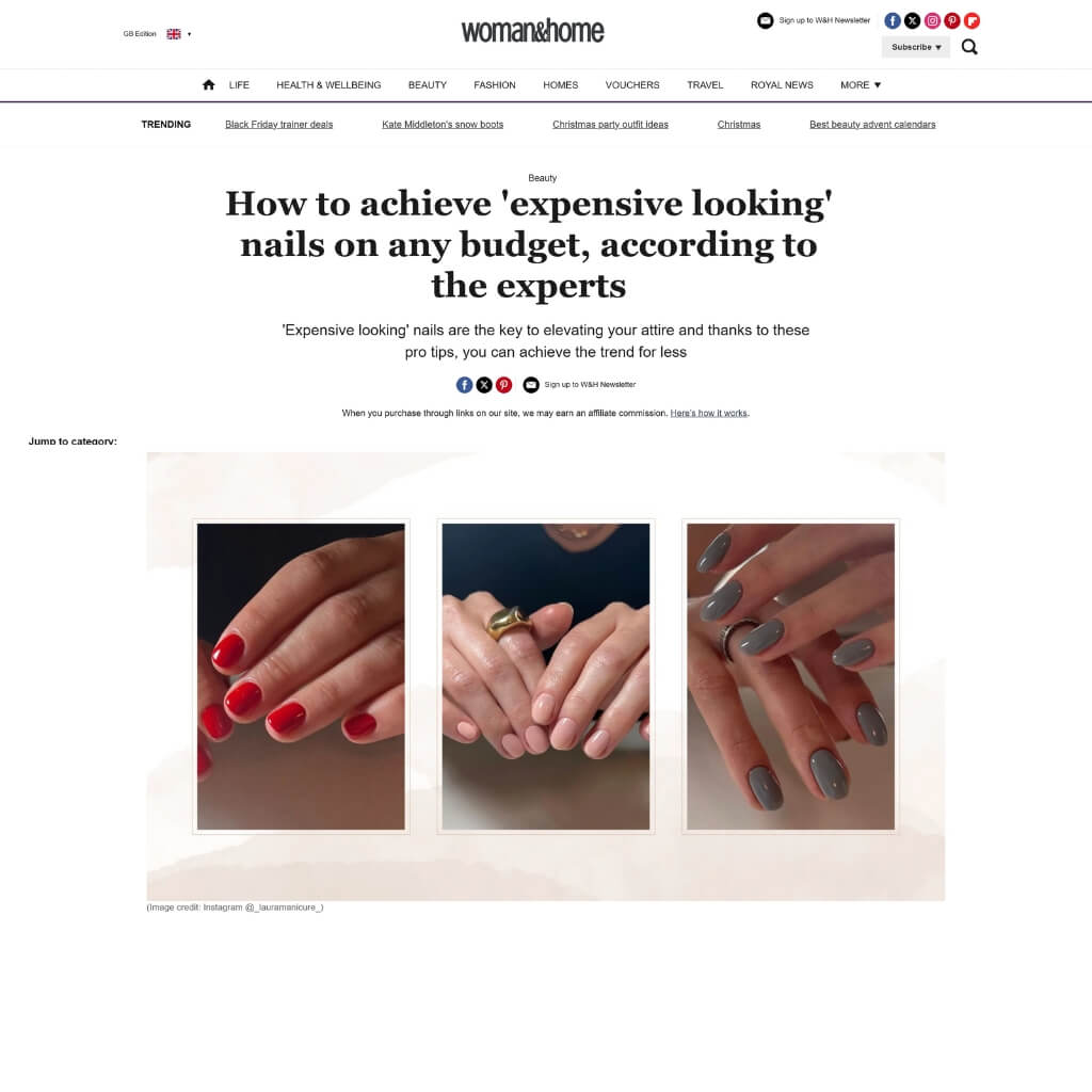 paint nails london featured in an article in woman & home