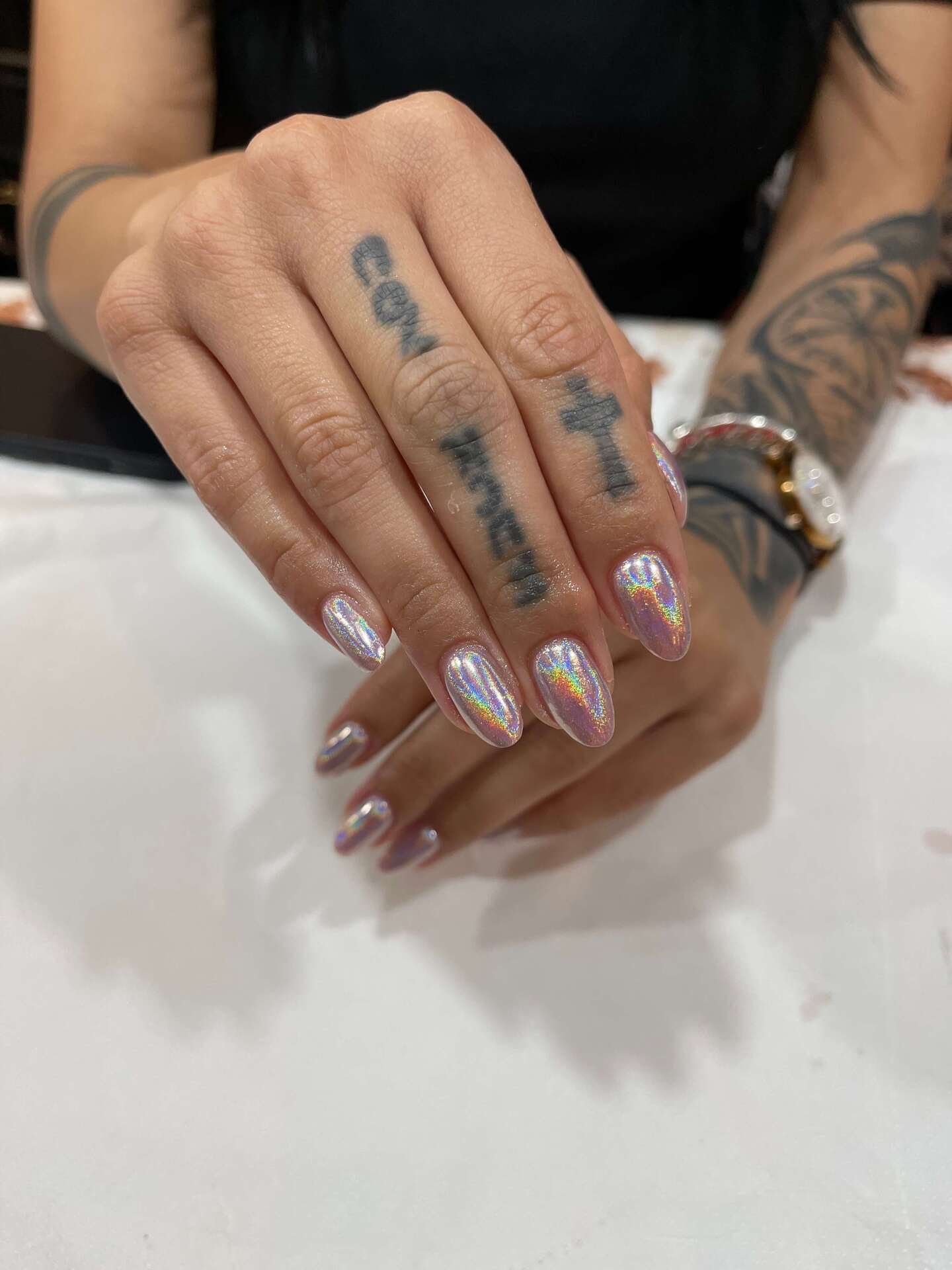 metallic nail art